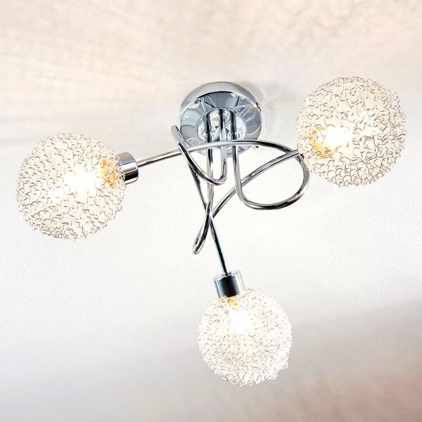 Lindby Deckenlampe Ticino (Modern) in Chrom aus Metall (3 flammig, G9) - Deckenleuchte Lampe Flurleuchte