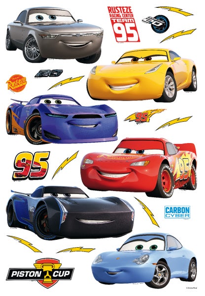 Disney Wandtattoo Cars Rot, Gelb und Blau - 65 x 42.5 cm - 600111
