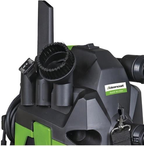 cleancraft Logo auf einem Staubsauger mit Zubehör