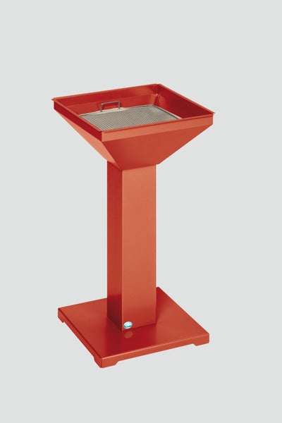PROREGAL Eleganter Ascher Mit Standsicherer Bodenplatte Inkl. Kippensieb HxBxT 73 x 32,5 x 32,5 cm Verzinkter Stahl Rot