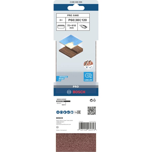 Bosch Schleifband für Holz, 75 x 610 Millimeter