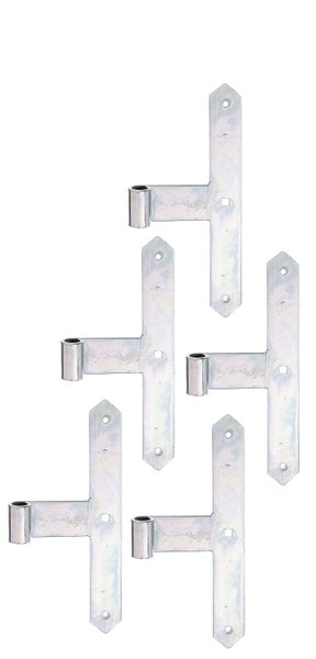 Set mit 5 verzinkten Ladenbändern für Tore und Türen mit Scharnierrolle