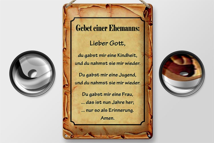Blechschild Spruch 20x30cm Gebet eines Ehemanns Lieber Gott