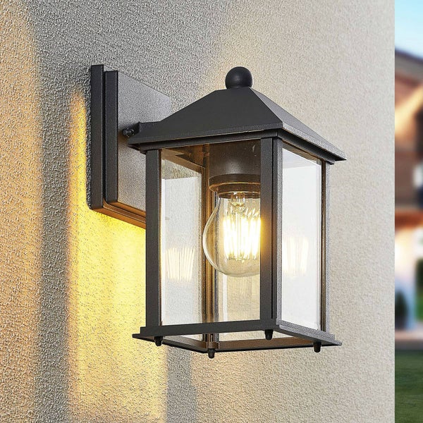 Lindby Wandleuchte außen Giavanna (Modern) in Schwarz aus Aluminium (1 flammig, E27) - Außenwandleuchten Wandlampe Led Außenlampe Outdoor für Außenwand/Hauswand Haus Terrasse & Balkon