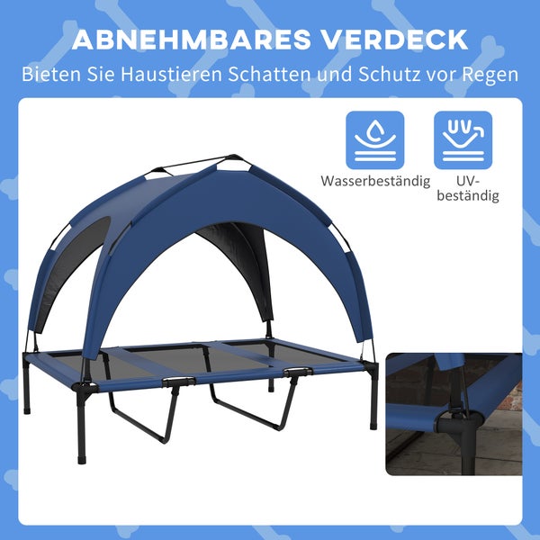 PawHut Erhöhtes Hundebett, 106L x 76B x 94H cm, Oxford, Taftstoff, Blau