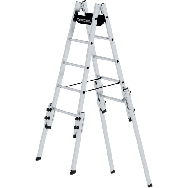 Günzburger Steigtechnik Aluminium Stehleiter 2x5 Sprossen treppengängig - 033510