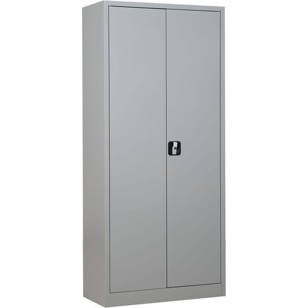 PROREGAL Flügeltürenschrank Badger 4 Fachböden Eurolock Griff Sockel HxBxT 180 x 80 x 38 cm Grau Verzinkt