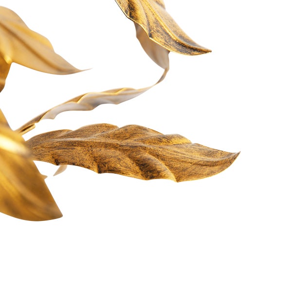 Dekorative Lampe mit grünem Lampenschirm und goldenem Blattfuß