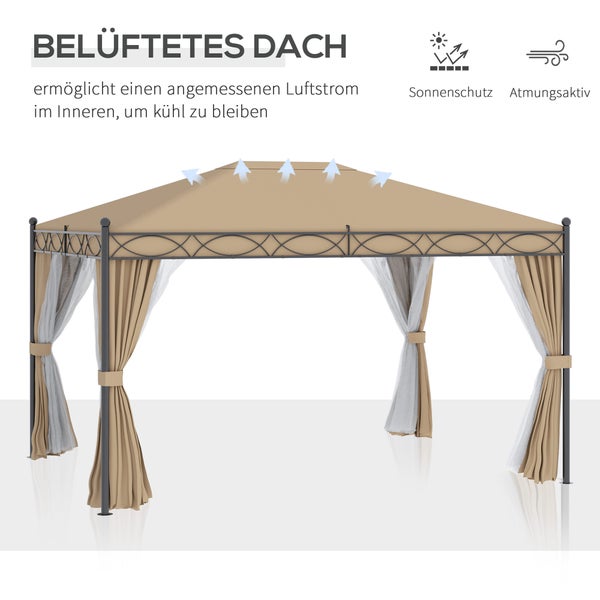 Pavillon mit belüftetem Dach, atmungsaktiv und mit Sonnenschutz