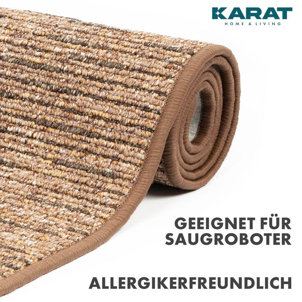 Karat Home und Living Logo. Strukturierter Teppichläufer, geeignet für Saugroboter und allergikerfreundlich.