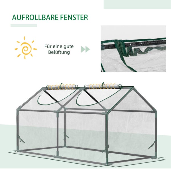 Outsunny Foliengewächshaus, mit Fenster, 120 x 60 x 60 cm, PVC, Stahl, Transparent