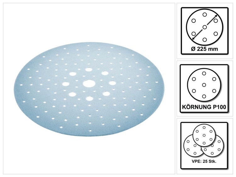 Festool STF D225/128 Schleifscheibe Granat P100 225 mm 25 Stk. ( 205656 ) für Langhalsschleifer PLANEX