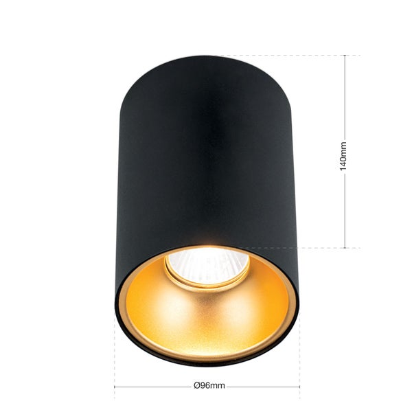 Aufbaustrahler Spot Starlight 1-flammig GU10 Rund Ø 9,6 cm Schwarz – Deckenstrahler Innenleuchte