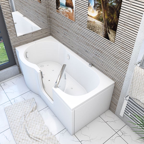 Begehbare Badewanne mit Tür, Haltegriff und Düsen