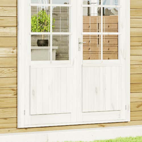 Alpholz Gartenhaus Martina-28 mit Anbau aus Massiv-Holz, Gerätehaus mit 28 mm Wandstärke, Garten Holzhaus inklusive Montagematerial, Geräteschuppen Größe: 450 x 350 cm, Satteldach