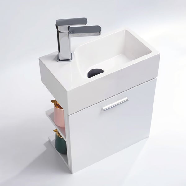 Gäste-WC Badmöbel Waschbecken mit Unterschrank und Ablagefächer Handwaschbecken