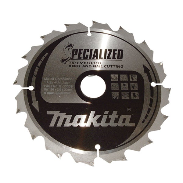 Makita Sägeblatt für Holz mit Knoten und Nägel, 190 x 2,0 x 30 Millimeter