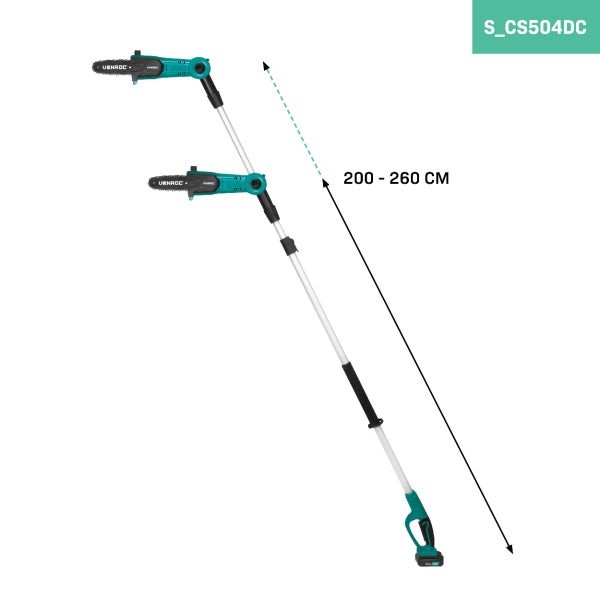 VONROC Hochentaster Teleskop Kettensäge Akku - Astschere Baumschere mit Teleskopstiel 20V - 200 bis 260cm - Inkl. 2Ah Akku und Ladegerät