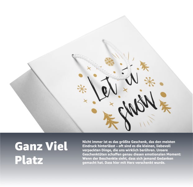 Geschenktüte mit Wintermotiv und Kordelgriffen