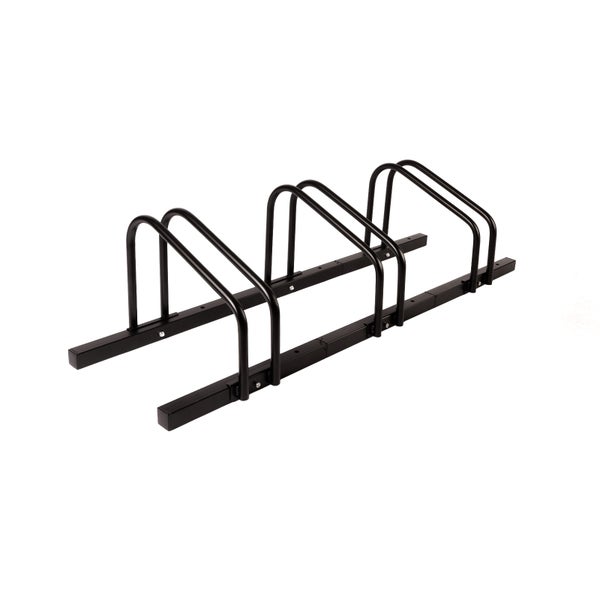 FLOORDIREKT Fahrradständer Linus - Boden- oder Wandmontage möglich - Schwarz - 3 Fahrräder