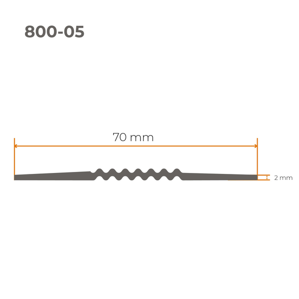Profilquerschnitt fuer Bodenprofil mit 70 Millimeter Breite und 2 Millimeter Hoehe
