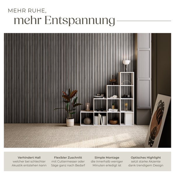 Akustikpaneele tectake Sonic Wall je 60 x 120 x 2,1 cm, Größe flexibel anpassbar Holzoptik in Eiche hellgrau Eiche hellgrau
