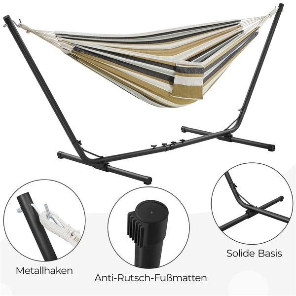 Gestreifte Hängematte mit Stahlgestell für den Garten