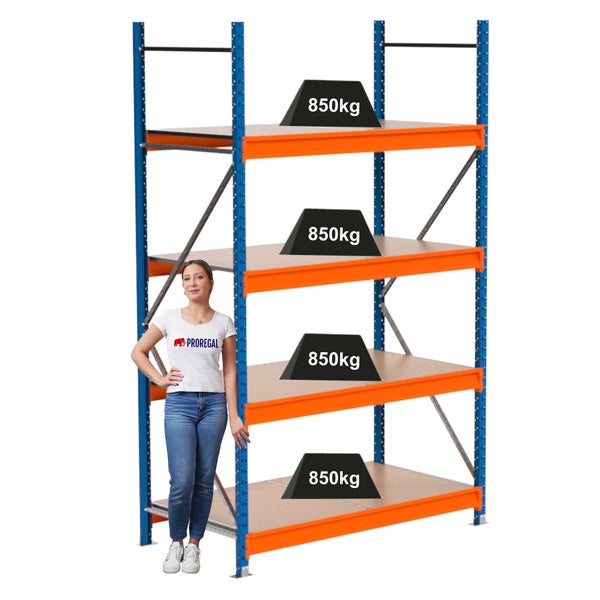 Regal mit vier Regalböden, belastbar mit 850 Kilogramm pro Boden