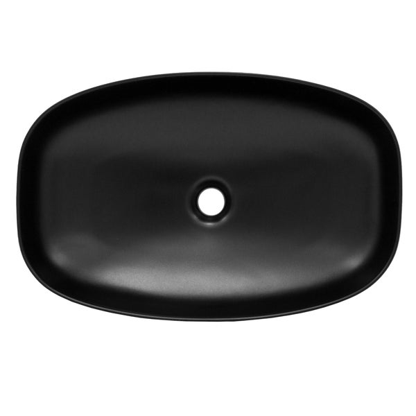 ML-Design Waschbecken aus Keramik Schwarz 605x385x140 mm mit Ablaufgarnitur, Abgerundeten Ecken, Aufsatzwaschbecken, Moderne Waschtisch, Waschschale Waschplatz Handwaschbecken, für Badezimmer/Gäste-WC