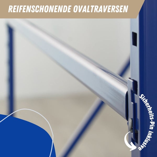 PROREGAL Reifenregal Maximus HxBxT 200 x 100 x 50 cm 3 Ebenen 140 kg Fachlast Bis Zu 12 Reifen Lichtblau
