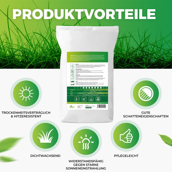 Greenyp Sunny I Dürreresistenter Trockenrasen I 5kg für 200m² I Grassamen Rasensamen Rasensaat Gras Nachsaat schnellkeimend