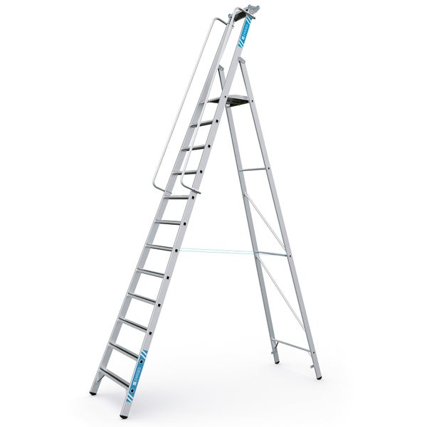 Aluminium Stufenleiter mit Haltebügel für sicheren Stand