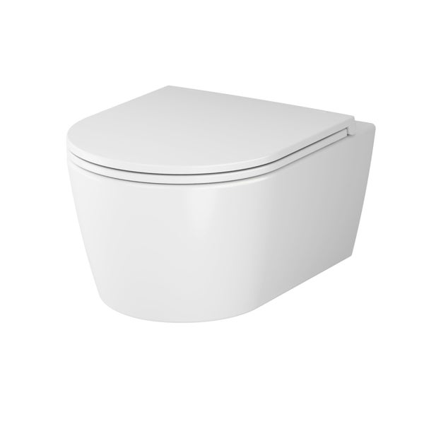 AM.PM Wand-WC  Tiefspüler ohne Spülrand weiß glänzend mit WC-Sitz CFA1700SC Func