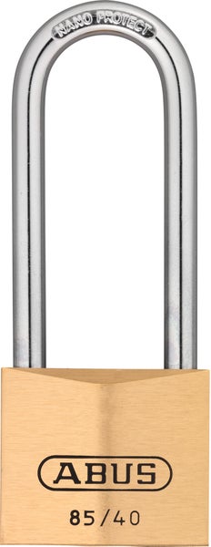 Vorhängeschloss ABUS 85/40 aus Messing mit hohem Bügel und Nano Protect Beschichtung