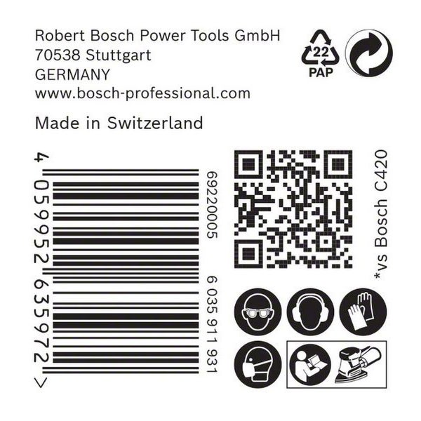 Bosch EXPERT C470 Schleifpapier, 102 x 62/93 mm, K 60, 50 Stück - 2608901647