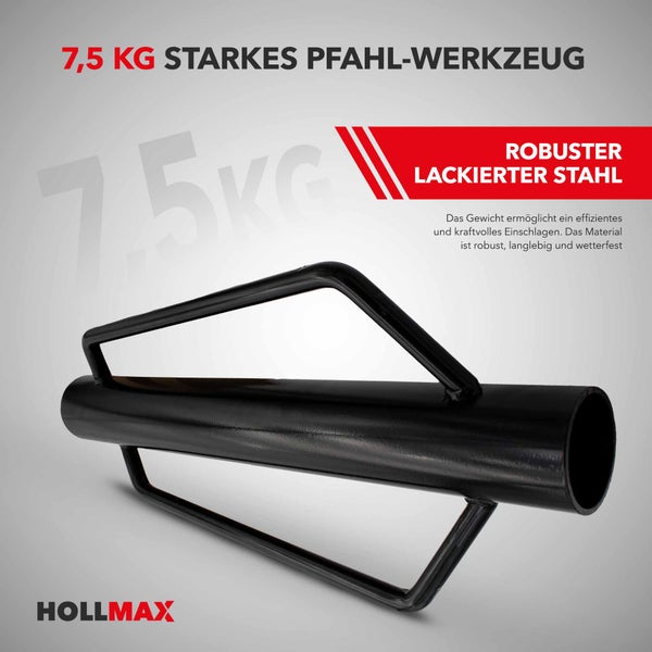 Pfahlramme für Zaunpfähle und Pfosten, 7,7 cm Durchmesser, 60 cm Höhe, schwarz