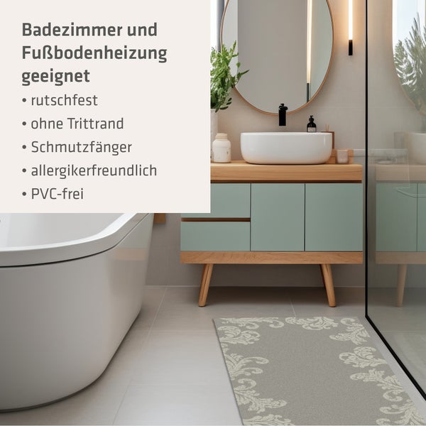 Akzente Feel Badematte mit Motiv in Grau Fußmatte 80 x 200 cm, rutschfest, saugfähig
