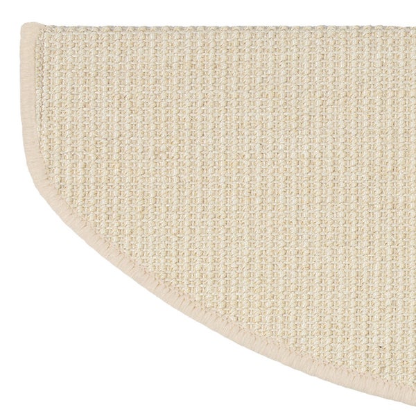 FLOORDIREKT Stufenmatte aus Sisal - Pure Nature - Umkettelt & Selbstklebend - Elfenbein 23,5 x 65 cm - Halbrund