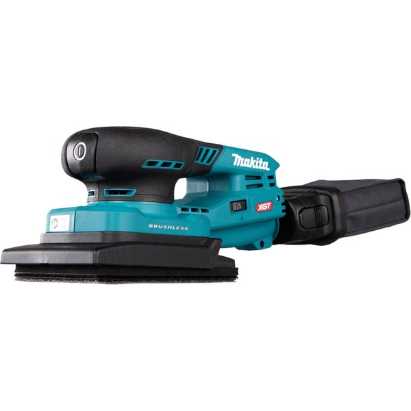 Makita Akku-Schwingschleifer mit Staubsack und bürstenlosem Motor aus der XGT Serie.