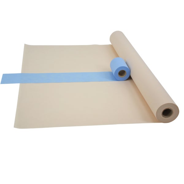 Sensalux Kombi-Set 1 Tischdeckenrolle 1m x 25m creme + Tischläufer 15cm hellblau