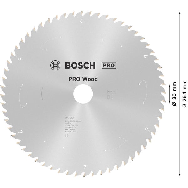 Bosch PRO Wood cordless Blatt für Kreissägen 254 x 2,2 x 30 mm - 2608837736