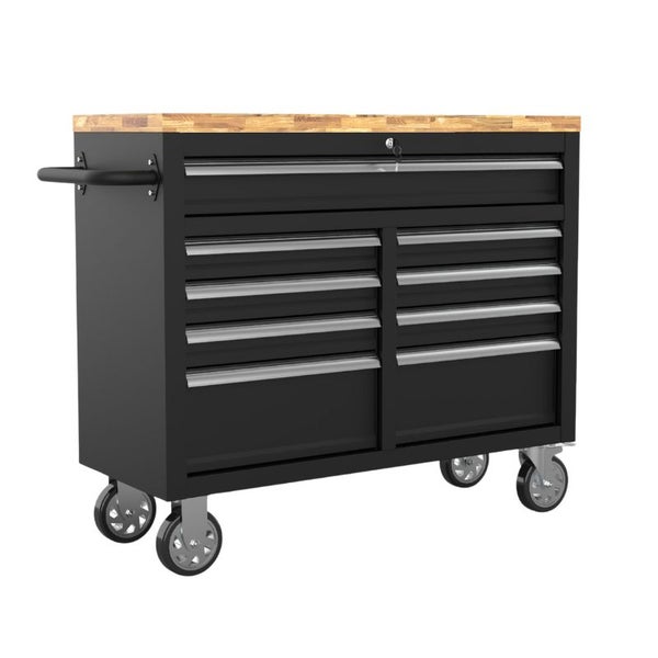 Werkzeugwagen mit Schubladen und Holzplatte