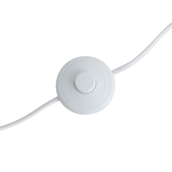 Weißer runder Fußschalter aus Kunststoff mit Kabel für Lampen.