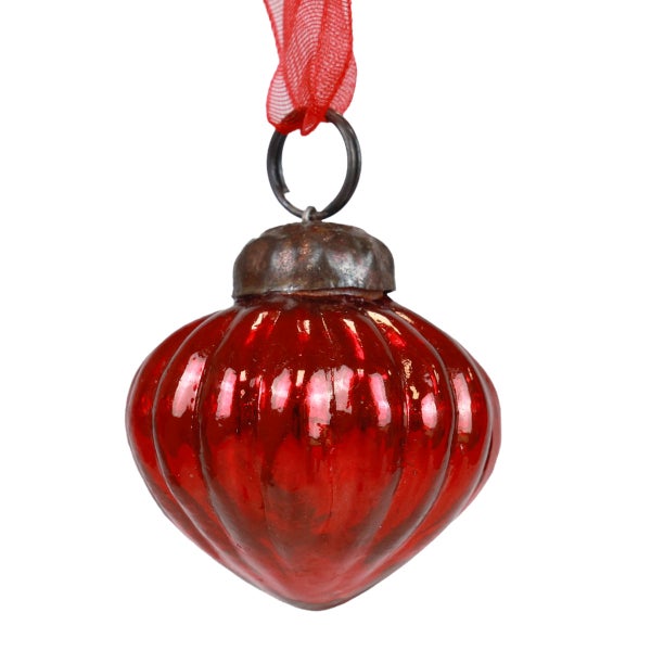 Roter Glas-Weihnachtsbaumschmuck mit Band zum Aufhängen