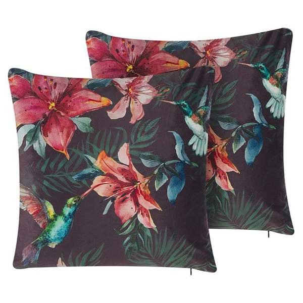 Dekokissen 2er Set DICHONDRA Samtstoff 45 x 45 cm Bunt Blumenmuster