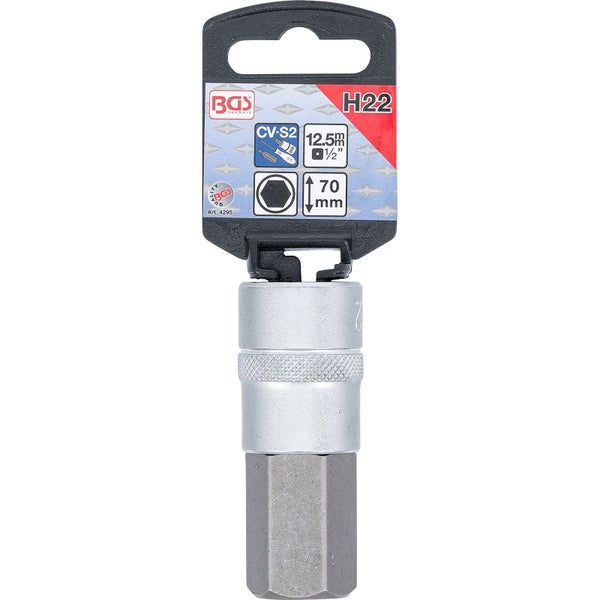 BGS Bit-Einsatz Länge 70 mm Antrieb Innenvierkant 12,5 mm (1/2) Innensechskant 22 mm - 4295