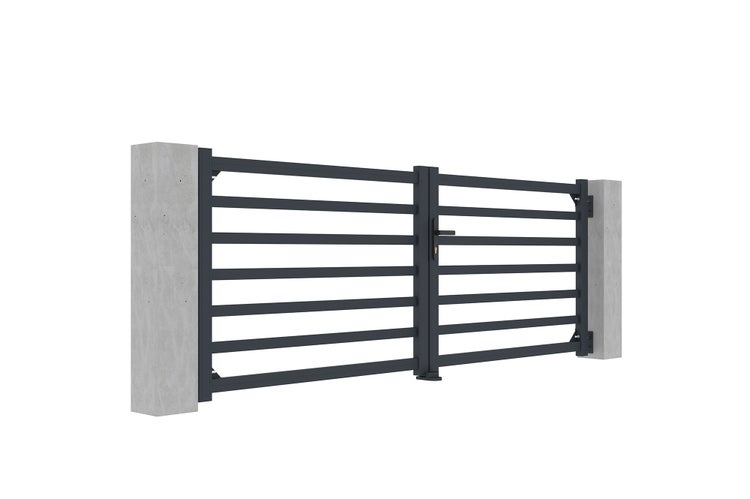 ANTELAO 300B110 Flügeltor-Paket + 2 EIFEL-Pfosten h.160cm Grau