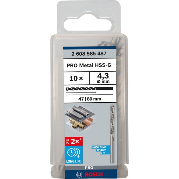 Bosch PRO Metal HSS-G Spiralbohrer 4,3 x 47 x 80 mm - 2608585487