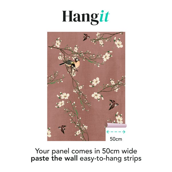 Hangit Fototapete mit Vogel- und Blütenmotiv, 50 cm breit