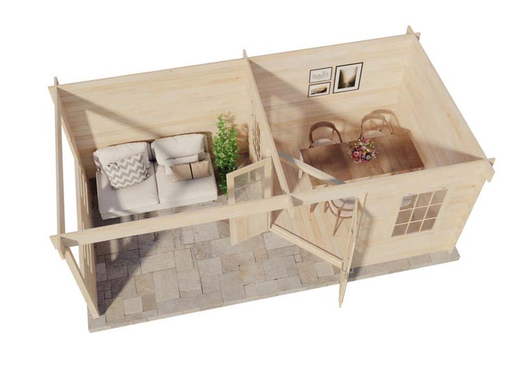 Alpholz Gartenhaus Hanna aus Massiv-holz, Gerätehaus mit 40 mm Wandstärke, Garten Holzhaus inklusive Montagematerial, Geräteschuppen Größe: 598 x 302 cm, Flachdach